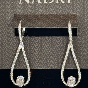 Nadri Open Teardrop Sparkling Crystals Silver Earrings